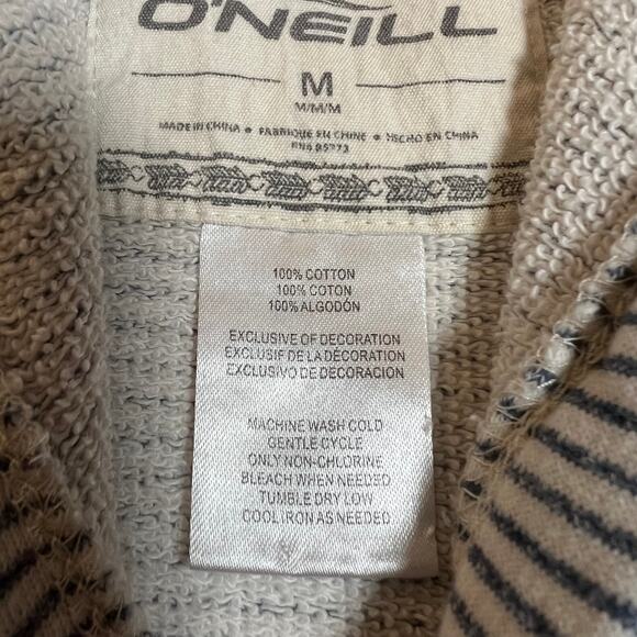 O'Neill Stripe French Terry Pullover Sweatshirt Hoodie Size Medium Beach Coastal - Picture 5 of 7